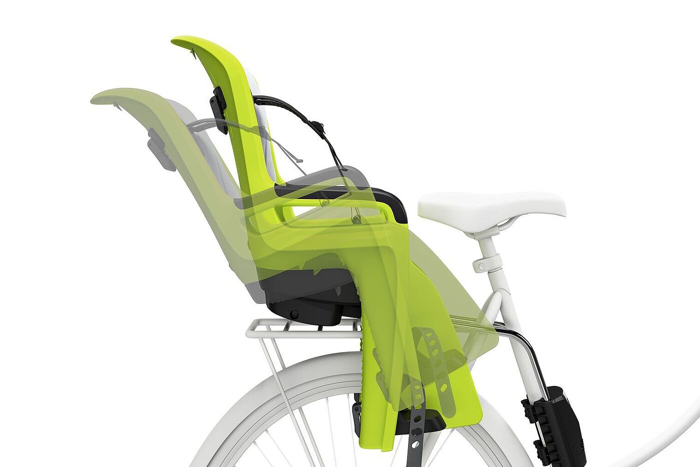 Illustration eines Kindersitzes hinten, der sich neigen kann, wenn das Kind im Kindersitz einschläft